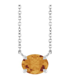 88788 Necklace Set Sterling Silver Oval Natural Citrine 8 X 6 Mm 18 In Polished Natural Citrine 4-Claw Prong Necklace