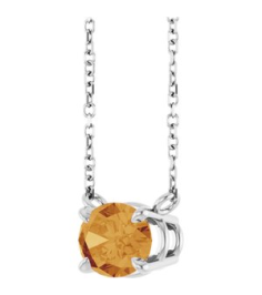 88788 Necklace Set Sterling Silver Oval Natural Citrine 8 X 6 Mm 18 In Polished Natural Citrine 4-Claw Prong Necklace