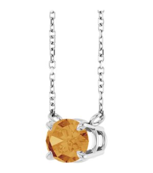 88788 Necklace Set Sterling Silver Oval Natural Citrine 8 X 6 Mm 18 In Polished Natural Citrine 4-Claw Prong Necklace