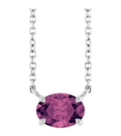88788 Necklace Set 14K White Oval Natural Pink Tourmaline 7 X 5 Mm 18 In Polished Natural Pink Tourmaline 4-Prong Claw Necklace