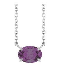 88788 Necklace Set 14K White Oval Lab-Grown Alexandrite 7 X 5 Mm 18 In Polished Lab-Grown Alexandrite 4-Prong Claw Necklace