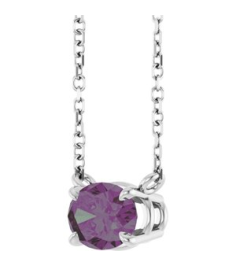 88788 Necklace Set 14K White Oval Lab-Grown Alexandrite 7 X 5 Mm 18 In Polished Lab-Grown Alexandrite 4-Prong Claw Necklace