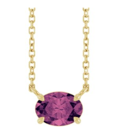 88788 Necklace Set 14K Yellow Oval Natural Pink Tourmaline 7 X 5 Mm 18 In Polished Natural Pink Tourmaline 4-Prong Claw Necklace