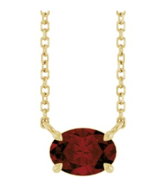 88788 Necklace Set 14K Yellow Oval Natural Mozambique Garnet 7 X 5 Mm 18 In Polished Natural Mozambique Garnet 4-Prong Claw Necklace