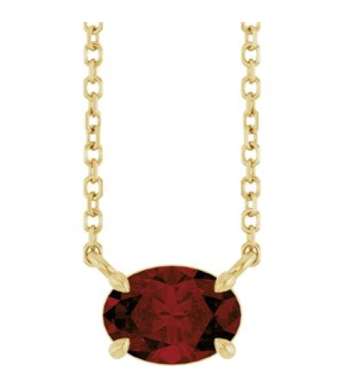 88788 Necklace Set 14K Yellow Oval Natural Mozambique Garnet 7 X 5 Mm 18 In Polished Natural Mozambique Garnet 4-Prong Claw Necklace