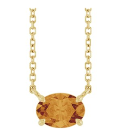 88788 Necklace Set 14K Yellow Oval Natural Citrine 7 X 5 Mm 18 In Polished Natural Citrine 4-Prong Claw Necklace
