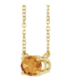 88788 Necklace Set 14K Yellow Oval Natural Citrine 7 X 5 Mm 18 In Polished Natural Citrine 4-Prong Claw Necklace