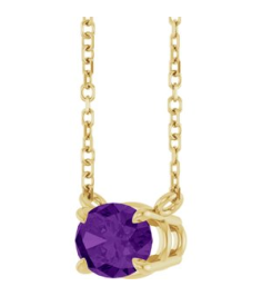 88788 Necklace Set 14K Yellow Oval Natural Amethyst 7 X 5 Mm 18 In Polished Natural Amethyst 4-Prong Claw Necklace