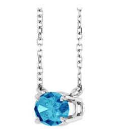 88788 Necklace Set 14K White Oval Natural Blue Zircon 7 X 5 Mm 18 In Polished Natural Blue Zircon 4-Prong Claw Necklace