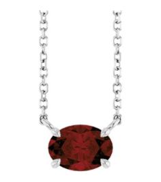 88788 Necklace Set Sterling Silver Oval Natural Mozambique Garnet 7 X 5 Mm 18 In Polished Natural Mozambique Garnet 4-Prong Claw Necklace