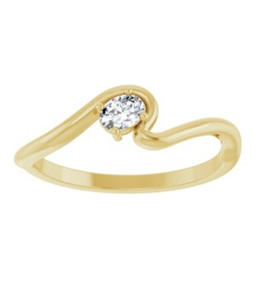 126993 Ring Set 14K Yellow Natural Diamond Oval 4 X 3 Mm Polished 16 Ct Natural Diamond Freeform Solitaire Ring