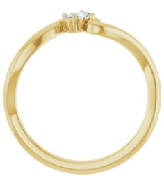 126993 Ring Set 14K Yellow Natural Diamond Oval 4 X 3 Mm Polished 16 Ct Natural Diamond Freeform Solitaire Ring