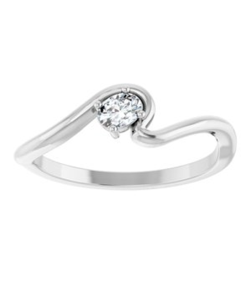 126993 Ring Set 14K White Lab-Grown Diamond Oval 4 X 3 Mm Polished 16 Ct Lab-Grown Diamond Freeform Solitaire Ring