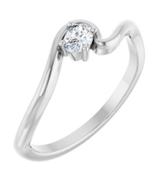 126993 Ring Set Sterling Silver Lab-Grown Diamond Oval 4 X 3 Mm Polished 16 Ct Lab-Grown Diamond Freeform Solitaire Ring
