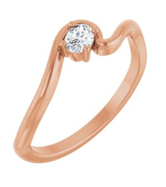 126993 Ring Set 14K Rose Lab-Grown Diamond Oval 4 X 3 Mm Polished 16 Ct Lab-Grown Diamond Freeform Solitaire Ring
