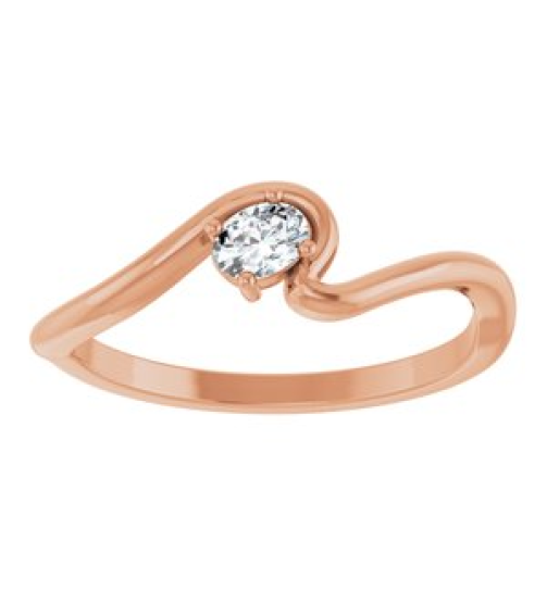 126993 Ring Set 14K Rose Lab-Grown Diamond Oval 4 X 3 Mm Polished 16 Ct Lab-Grown Diamond Freeform Solitaire Ring