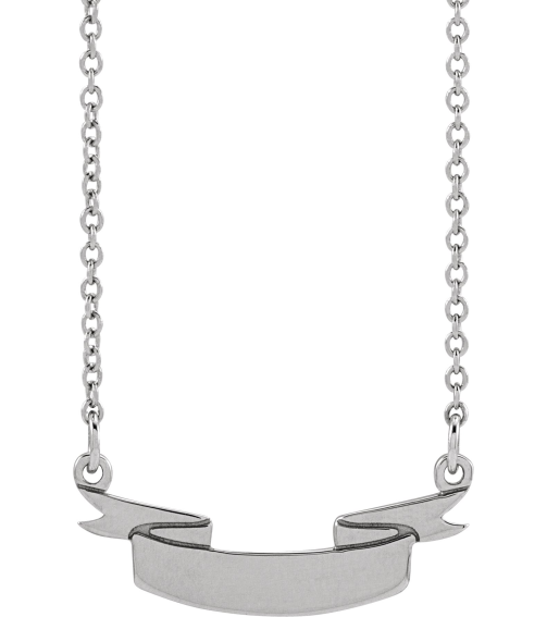 88769 Necklace Sterling Silver 19 X 10.1 Mm 16 In Polished Engravable Ribbon Necklace