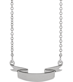 88769 Necklace 14K White 19 X 10.1 Mm 16 In Polished Engravable Ribbon Necklace