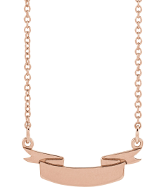 88769 Necklace 14K Rose 19 X 10.1 Mm 16 In Polished Engravable Ribbon Necklace