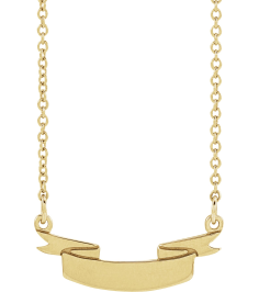 88769 Necklace 14K Yellow 19 X 10.1 Mm 16 In Polished Engravable Ribbon Necklace