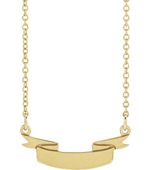 88769 Necklace 14K Yellow 19 X 10.1 Mm 16 In Polished Engravable Ribbon Necklace