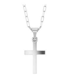 R50064 Necklace 14K White 21 X 9.7 Mm 18 In Polished Cross Paperclip Necklace
