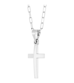 R50064 Necklace 14K White 21 X 9.7 Mm 18 In Polished Cross Paperclip Necklace