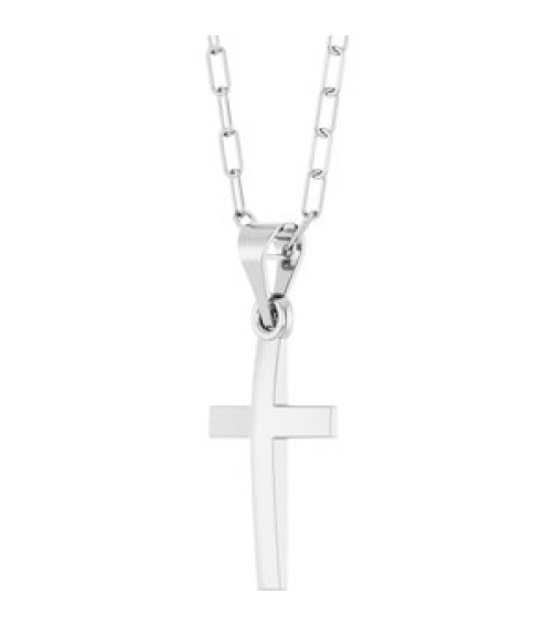 R50064 Necklace 14K White 21 X 9.7 Mm 18 In Polished Cross Paperclip Necklace