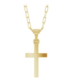 R50064 Necklace 14K Yellow 21 X 9.7 Mm 18 In Polished Cross Paperclip Necklace