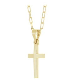 R50064 Necklace 14K Yellow 21 X 9.7 Mm 18 In Polished Cross Paperclip Necklace