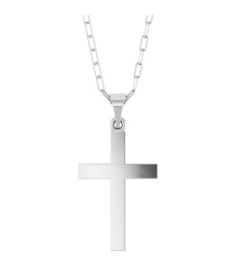 R50064 Necklace 14K White 27 X 13.7 Mm 18 In Polished Cross Paperclip Necklace