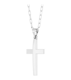 R50064 Necklace 14K White 27 X 13.7 Mm 18 In Polished Cross Paperclip Necklace