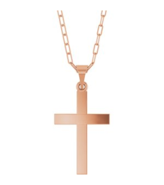 R50064 Necklace 14K Rose 27 X 13.7 Mm 18 In Polished Cross Paperclip Necklace