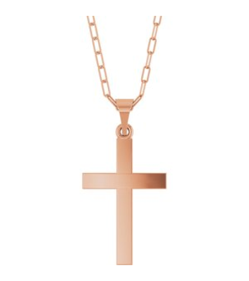 R50064 Necklace 14K Rose 27 X 13.7 Mm 18 In Polished Cross Paperclip Necklace