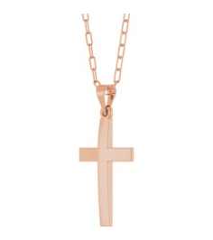 R50064 Necklace 14K Rose 27 X 13.7 Mm 18 In Polished Cross Paperclip Necklace