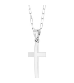 R50064 Necklace 14K White 23.7 X 11.5 Mm 18 In Polished Cross Paperclip Necklace