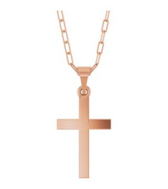 R50064 Necklace 14K Rose 23.7 X 11.5 Mm 18 In Polished Cross Paperclip Necklace