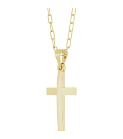 R50064 Necklace 14K Yellow 23.7 X 11.5 Mm 18 In Polished Cross Paperclip Necklace