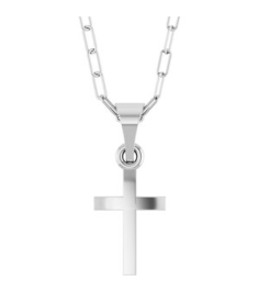R50064 Necklace 14K White 15.2 X 7.4 Mm 18 In Polished Cross Paperclip Necklace