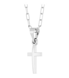 R50064 Necklace 14K White 15.2 X 7.4 Mm 18 In Polished Cross Paperclip Necklace
