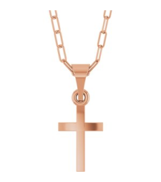 R50064 Necklace 14K Rose 15.2 X 7.4 Mm 18 In Polished Cross Paperclip Necklace