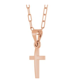 R50064 Necklace 14K Rose 15.2 X 7.4 Mm 18 In Polished Cross Paperclip Necklace
