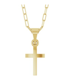 R50064 Necklace 14K Yellow 15.2 X 7.4 Mm 18 In Polished Cross Paperclip Necklace