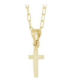 R50064 Necklace 14K Yellow 15.2 X 7.4 Mm 18 In Polished Cross Paperclip Necklace