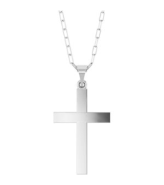 R50064 Necklace 14K White 30.2 X 15.9 Mm 18 In Polished Cross Paperclip Necklace