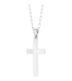 R50064 Necklace 14K White 30.2 X 15.9 Mm 18 In Polished Cross Paperclip Necklace
