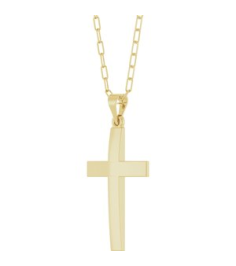 R50064 Necklace 14K Yellow 30.2 X 15.9 Mm 18 In Polished Cross Paperclip Necklace
