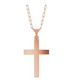 R50064 Necklace 14K Rose 30.2 X 15.9 Mm 18 In Polished Cross Paperclip Necklace