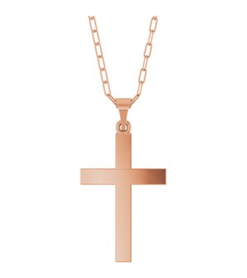 R50064 Necklace 14K Rose 30.2 X 15.9 Mm 18 In Polished Cross Paperclip Necklace
