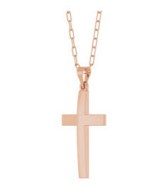 R50064 Necklace 14K Rose 30.2 X 15.9 Mm 18 In Polished Cross Paperclip Necklace